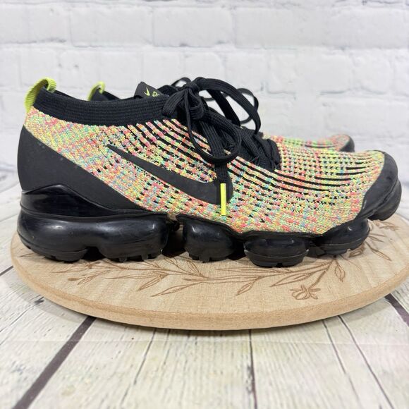 Nike Air VaporMax Flyknit 3 Men Size 8.5 Multicolor Neon Running Shoes main image 13